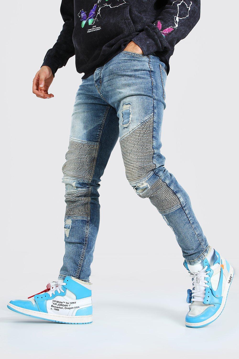 Jean motard skinny stretch effet use boohooMAN FR